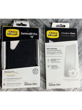 OtterBox Defender Pro Case Black Glass Screen Protector For Samsung Galaxy S26+